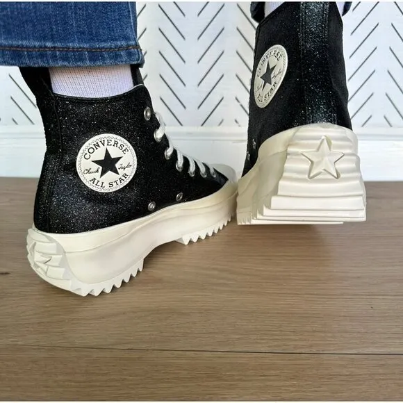 ⭐Converse  Run Star Hike Platform Glitter 7 Women's Shoes Sneakers Black A07947C