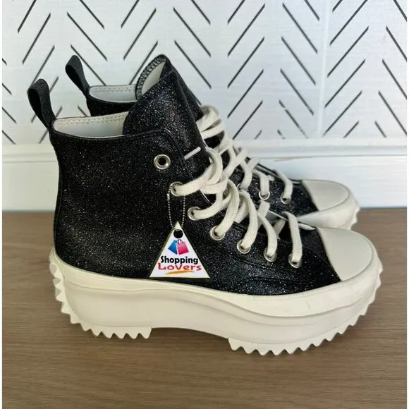 ⭐Converse  Run Star Hike Platform Glitter 7 Women's Shoes Sneakers Black A07947C