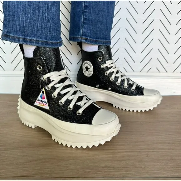 ⭐Converse  Run Star Hike Platform Glitter 7 Women's Shoes Sneakers Black A07947C