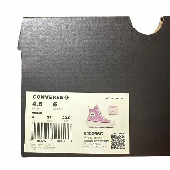 ⭐Converse Run Star Hike Platform Glitter Sz 4.5 Men's Shoes Purple A10096C New