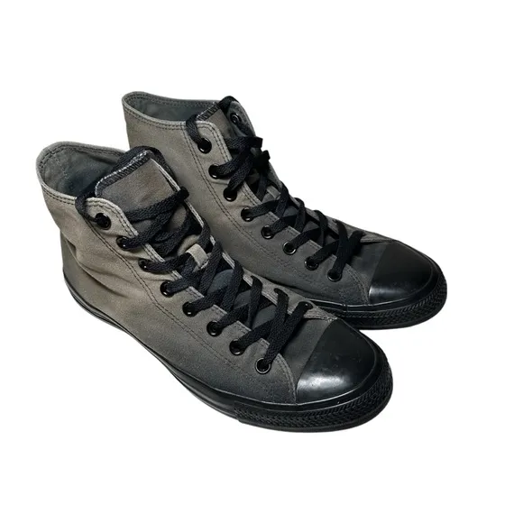 Converse- Unique Custom Sun Bleached Black All Star Hightop Sneakers- Men’s 10