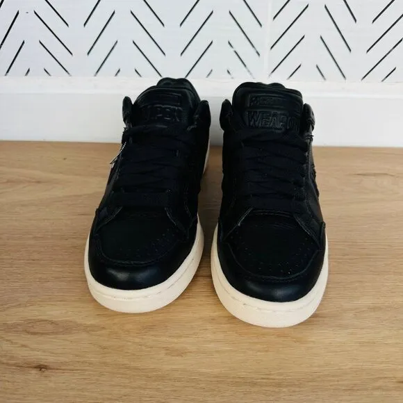 ⭐CONVERSE WEAPON MONO OX Men Shoes Size 5.5 Vintage Black LEATHER Beige A12485C⭐