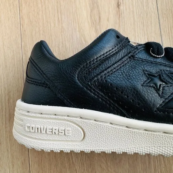⭐CONVERSE WEAPON MONO OX Men Shoes Size 5.5 Vintage Black LEATHER Beige A12485C⭐