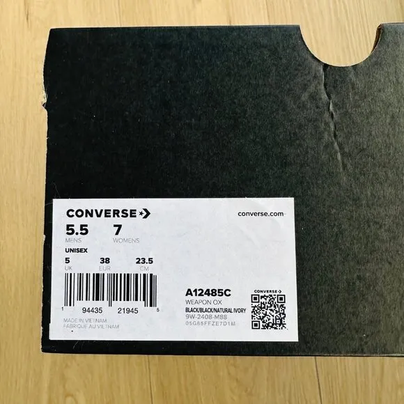 ⭐CONVERSE WEAPON MONO OX Men Shoes Size 5.5 Vintage Black LEATHER Beige A12485C⭐