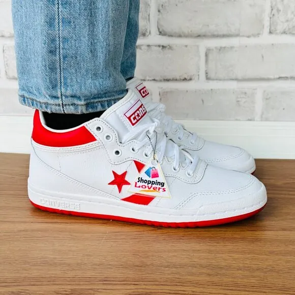 ⭐Converse Womens Shoes Retro Size 7 Fastbreak Pro Mid Leather White Red A10200C