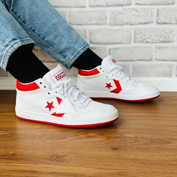 ⭐Converse Womens Shoes Retro Size 7 Fastbreak Pro Mid Leather White Red A10200C
