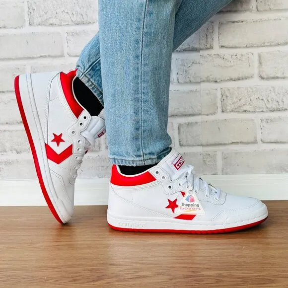 ⭐Converse Womens Shoes Retro Size 7 Fastbreak Pro Mid Leather White Red A10200C