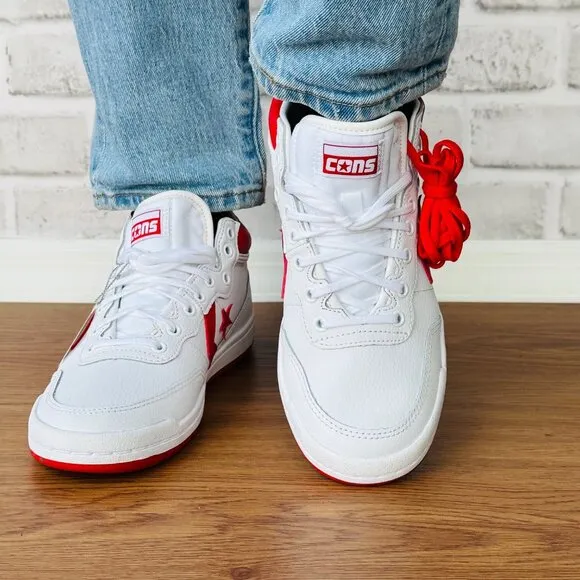 ⭐Converse Womens Shoes Retro Size 7 Fastbreak Pro Mid Leather White Red A10200C