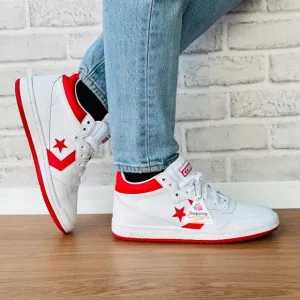 ⭐Converse Womens Shoes Retro Size 7 Fastbreak Pro Mid Leather White Red A10200C