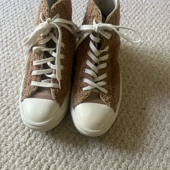 Converse Women's Tan High-Top Sherpa Sneakers