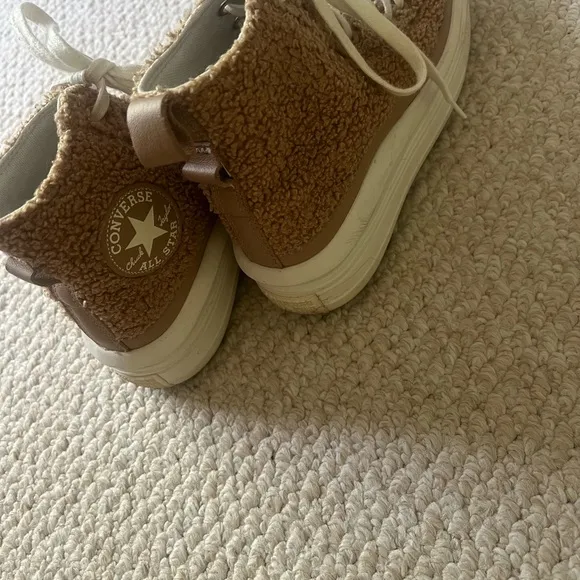 Converse Women's Tan High-Top Sherpa Sneakers