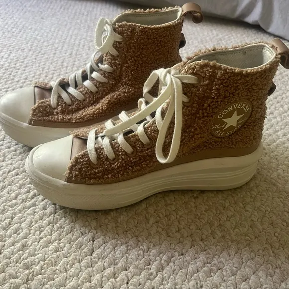 Converse Women's Tan High-Top Sherpa Sneakers