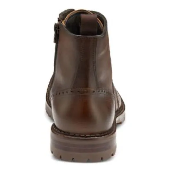 COPY - JOHNSTON &amp; MURPHY Mens Brown Garrison Toe Block Heel Leather Boots Shoes…