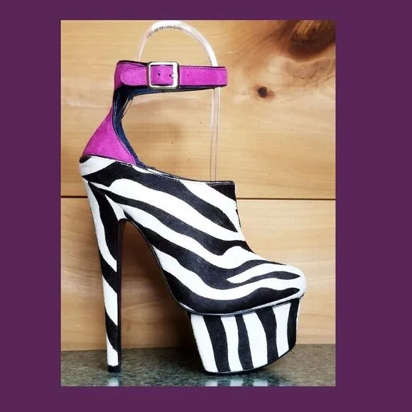 COPY - Zebra pony fur 6.75&quot; High Heel Platform Shoes