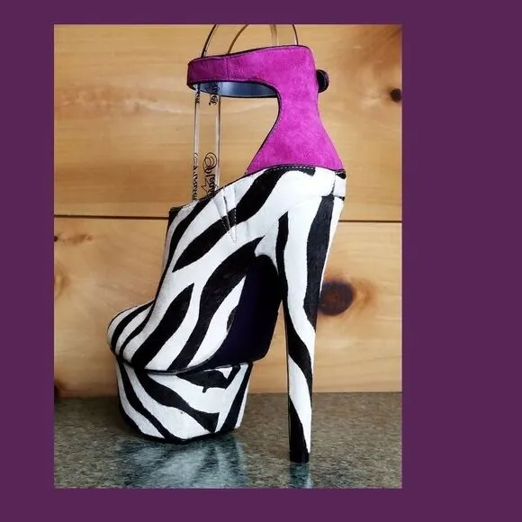 COPY - Zebra pony fur 6.75&quot; High Heel Platform Shoes
