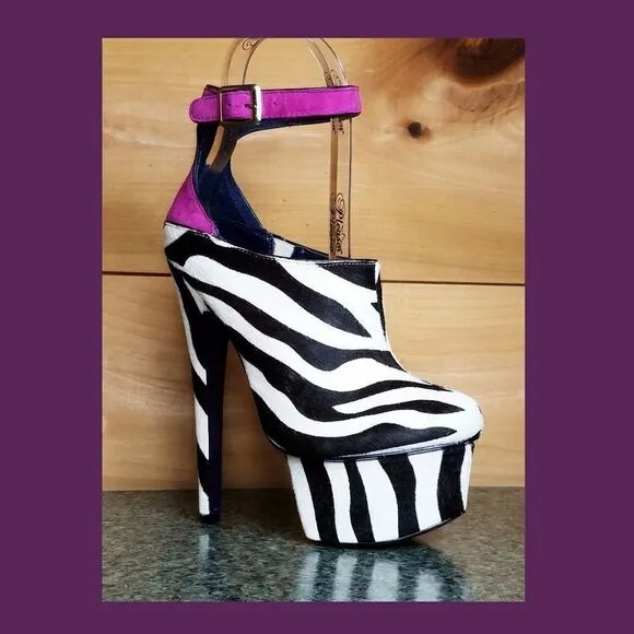 COPY - Zebra pony fur 6.75&quot; High Heel Platform Shoes