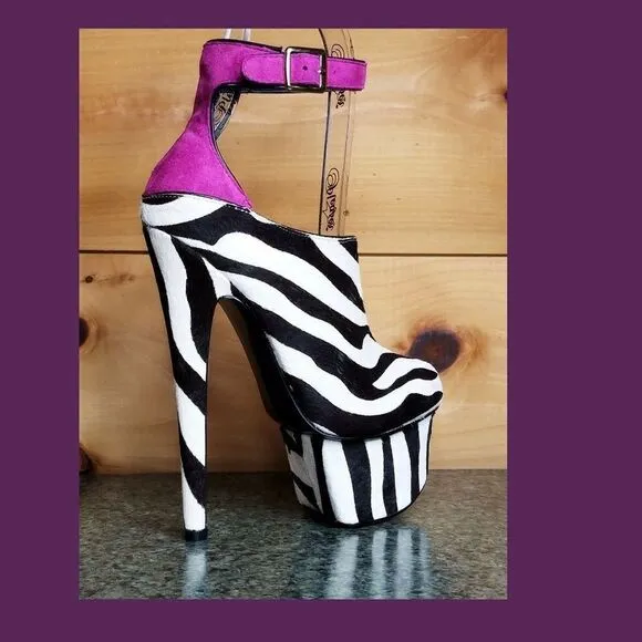 COPY - Zebra pony fur 6.75&quot; High Heel Platform Shoes