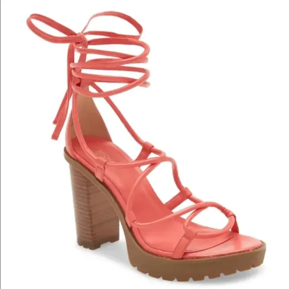 Coral Vero Lug Platform Ankle Wrap Sandal (Women) 6.5 - Michael Michael Kors