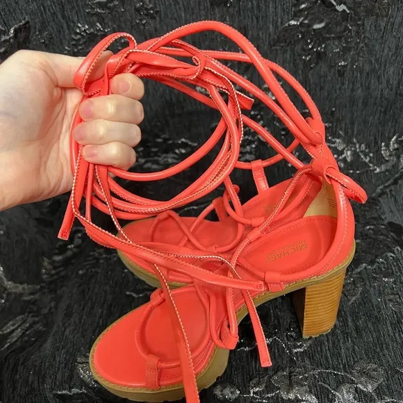 Coral Vero Lug Platform Ankle Wrap Sandal (Women) 6.5 - Michael Michael Kors