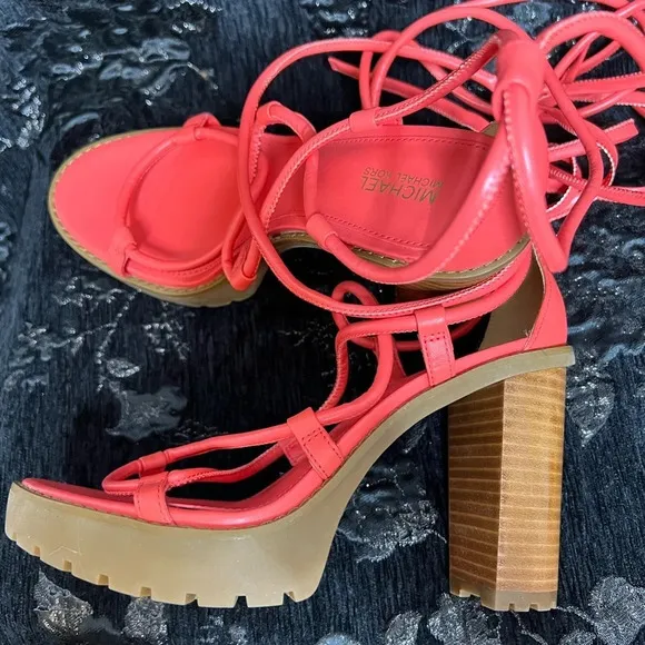 Coral Vero Lug Platform Ankle Wrap Sandal (Women) 6.5 - Michael Michael Kors