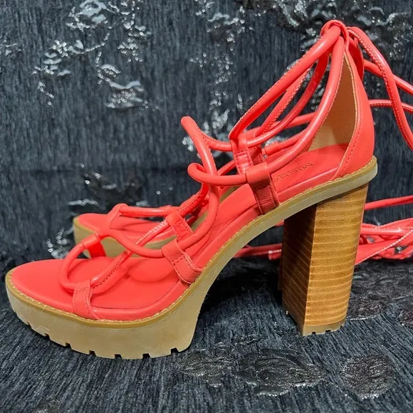 Coral Vero Lug Platform Ankle Wrap Sandal (Women) 6.5 - Michael Michael Kors