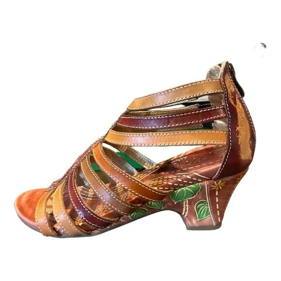 CORKYS Elite St.Martin Embossed Leather Gladiator Sandal Size 8