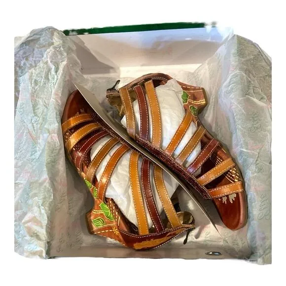 CORKYS Elite St.Martin Embossed Leather Gladiator Sandal Size 8