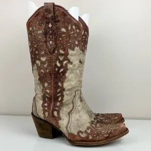 Corral Vintage Women’s Size 9.0 M Addison Sand/Cognac Laser Leather Cowboy Boots