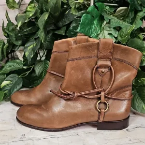 Corso Como SIDE Tie Brown Leather Ankle Boots 10