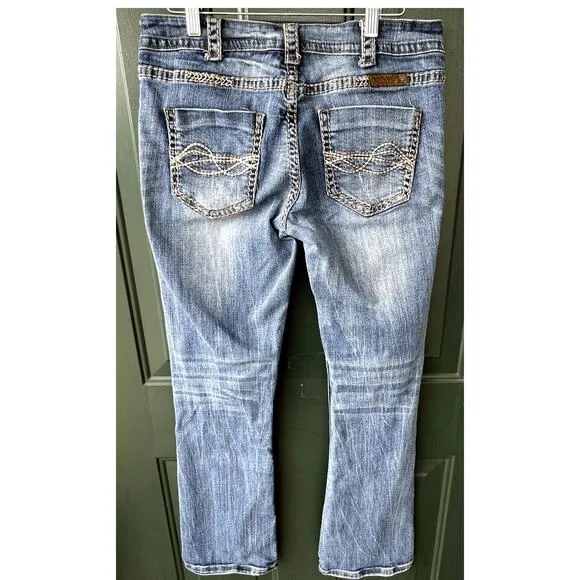 Cowgirl Tuff &quot;Twisted Metal&quot; Bootcut Jeans for Western Rodeo Festival, 29 x 31