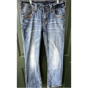 Cowgirl Tuff &quot;Twisted Metal&quot; Bootcut Jeans for Western Rodeo Festival, 29 x 31