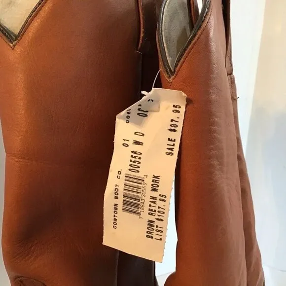 COWTOWN - Size 8.5 - Reddish Brown - Vintage NWT - Western Boots - 14” Tall