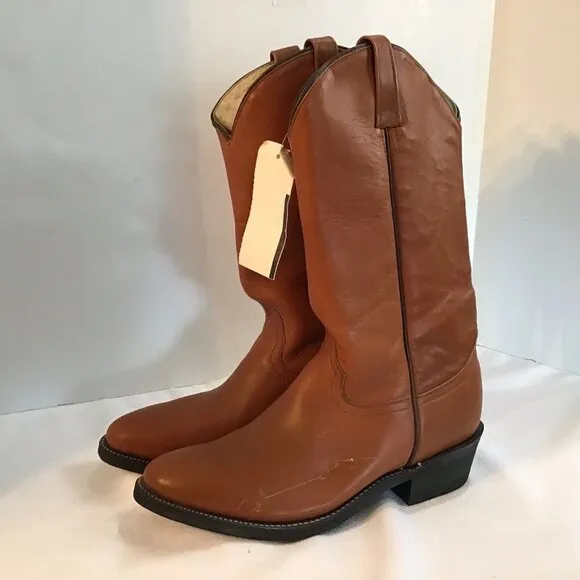 COWTOWN - Size 8.5 - Reddish Brown - Vintage NWT - Western Boots - 14” Tall