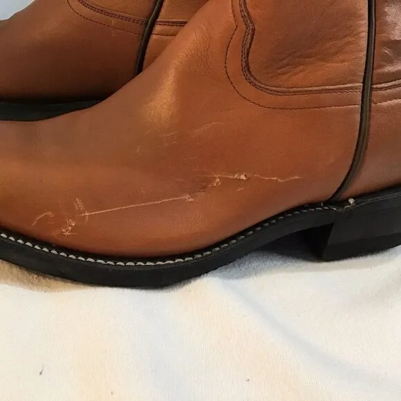 COWTOWN - Size 8.5 - Reddish Brown - Vintage NWT - Western Boots - 14” Tall