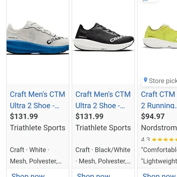 Craft Men's CTM Ultra 2 Premium Running Shoes Size 11 Athletic Athleisure Sports