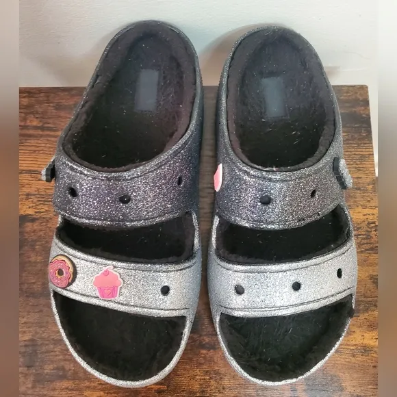 CROCS Classic Cozzzy Glitter Sandals Size Womens 10 Mens 8