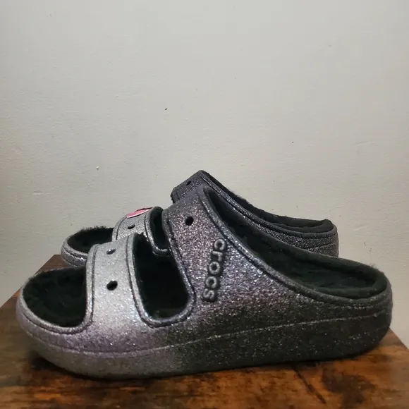 CROCS Classic Cozzzy Glitter Sandals Size Womens 10 Mens 8
