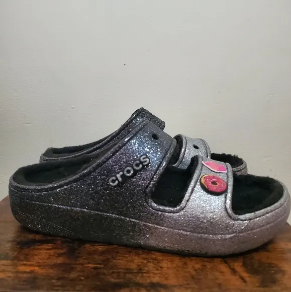 CROCS Classic Cozzzy Glitter Sandals Size Womens 10 Mens 8