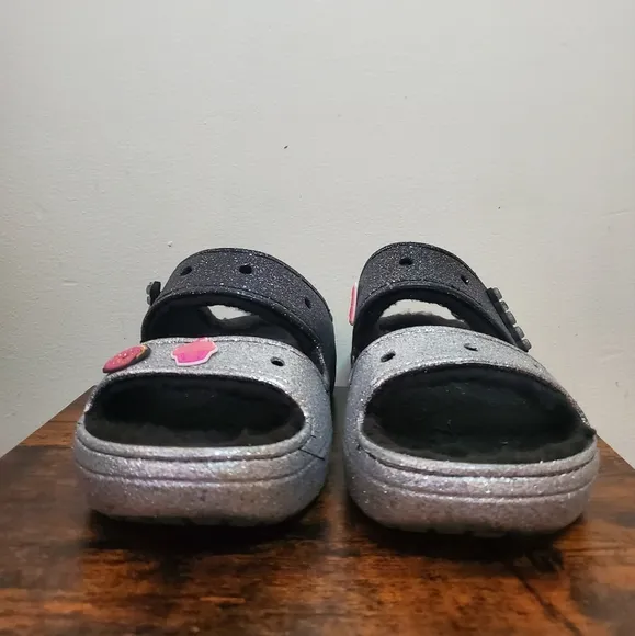 CROCS Classic Cozzzy Glitter Sandals Size Womens 10 Mens 8