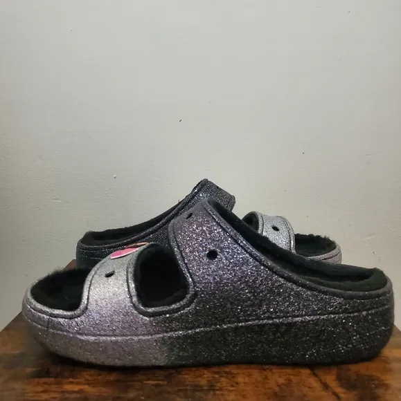 CROCS Classic Cozzzy Glitter Sandals Size Womens 10 Mens 8