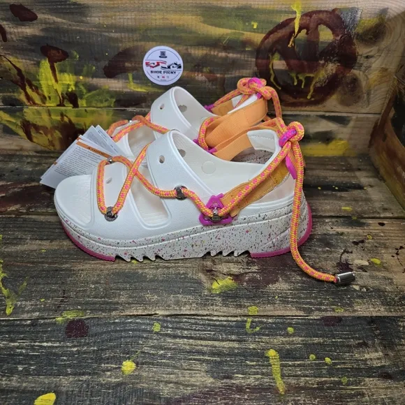 Crocs Hiker Xscape Festival Platform Sandals White Pink Women's Sz 8 [Men Sz 6]