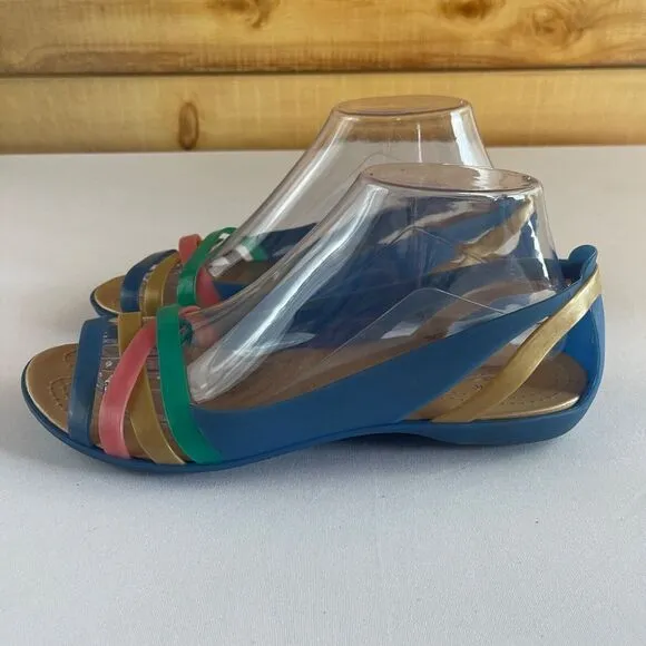 Crocs Isabella Womens 9 RARE Boho Huarache Jelly Sandals Flats Slip‎ On Open Toe