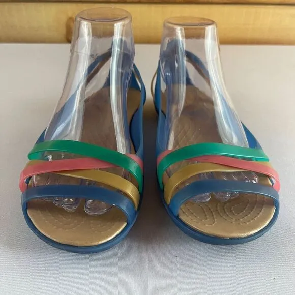 Crocs Isabella Womens 9 RARE Boho Huarache Jelly Sandals Flats Slip‎ On Open Toe