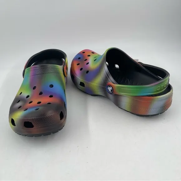 Crocs 👞Unisex Adults Classic Solarized Tie Dye Clog Mule - Men/9 - Women/11