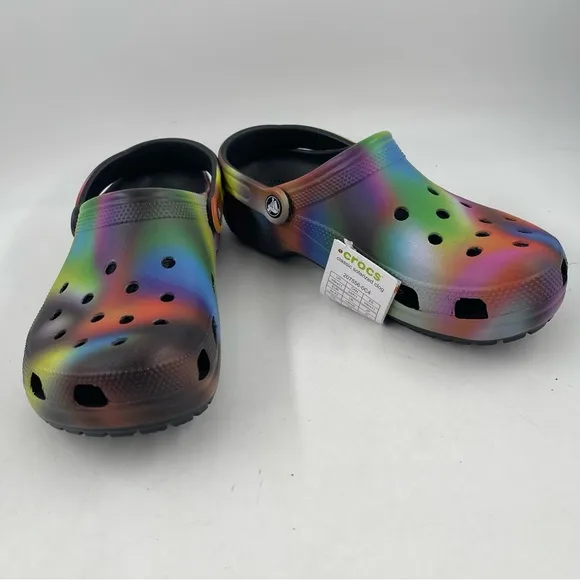 Crocs 👞Unisex Adults Classic Solarized Tie Dye Clog Mule - Men/9 - Women/11