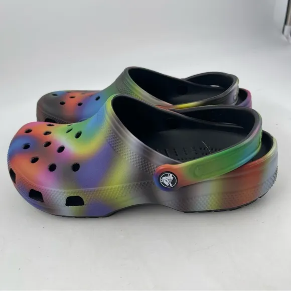 Crocs 👞Unisex Adults Classic Solarized Tie Dye Clog Mule - Men/9 - Women/11
