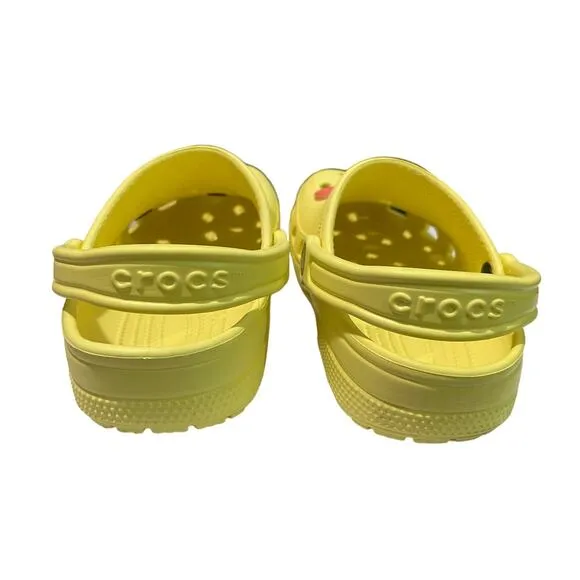Crocs Unisex Classic Yellow Clogs with 6‎ Fun Jibbitz/Charms - Size US M 5/W 7