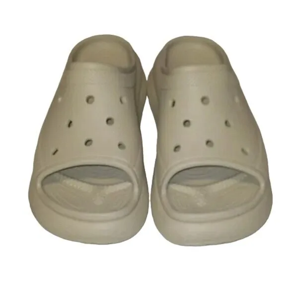 CROCS Unisex Crush Platform Slide Sandals in Bone White