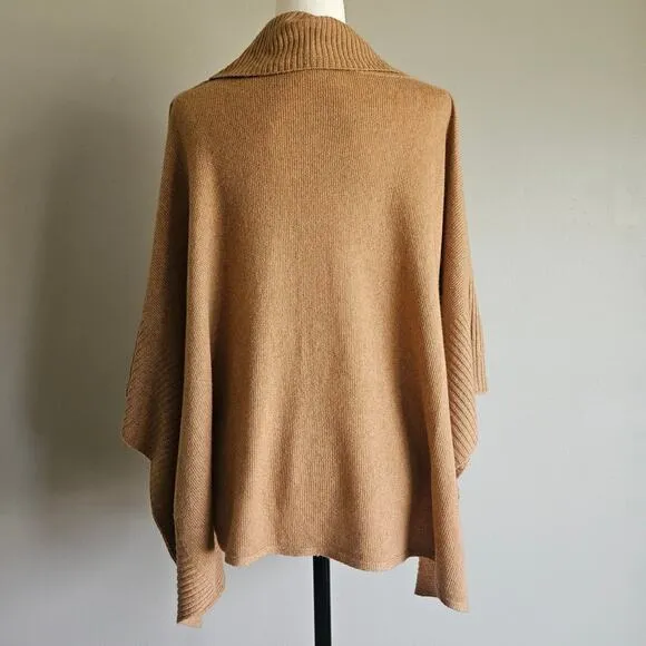 Cullen Superfine Wool Cashmere Luxe Poncho Sweater Petite Small Neutral Capsule