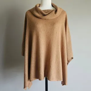 Cullen Superfine Wool Cashmere Luxe Poncho Sweater Petite Small Neutral Capsule